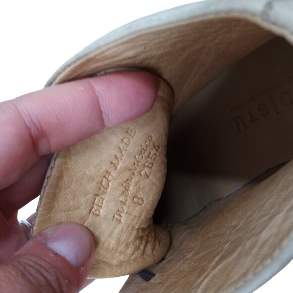 Bed Stu Benchmade Chelsea Lace Up Ankle Boots Size 8 Leather Beige Brogue Combat - Picture 12 of 16